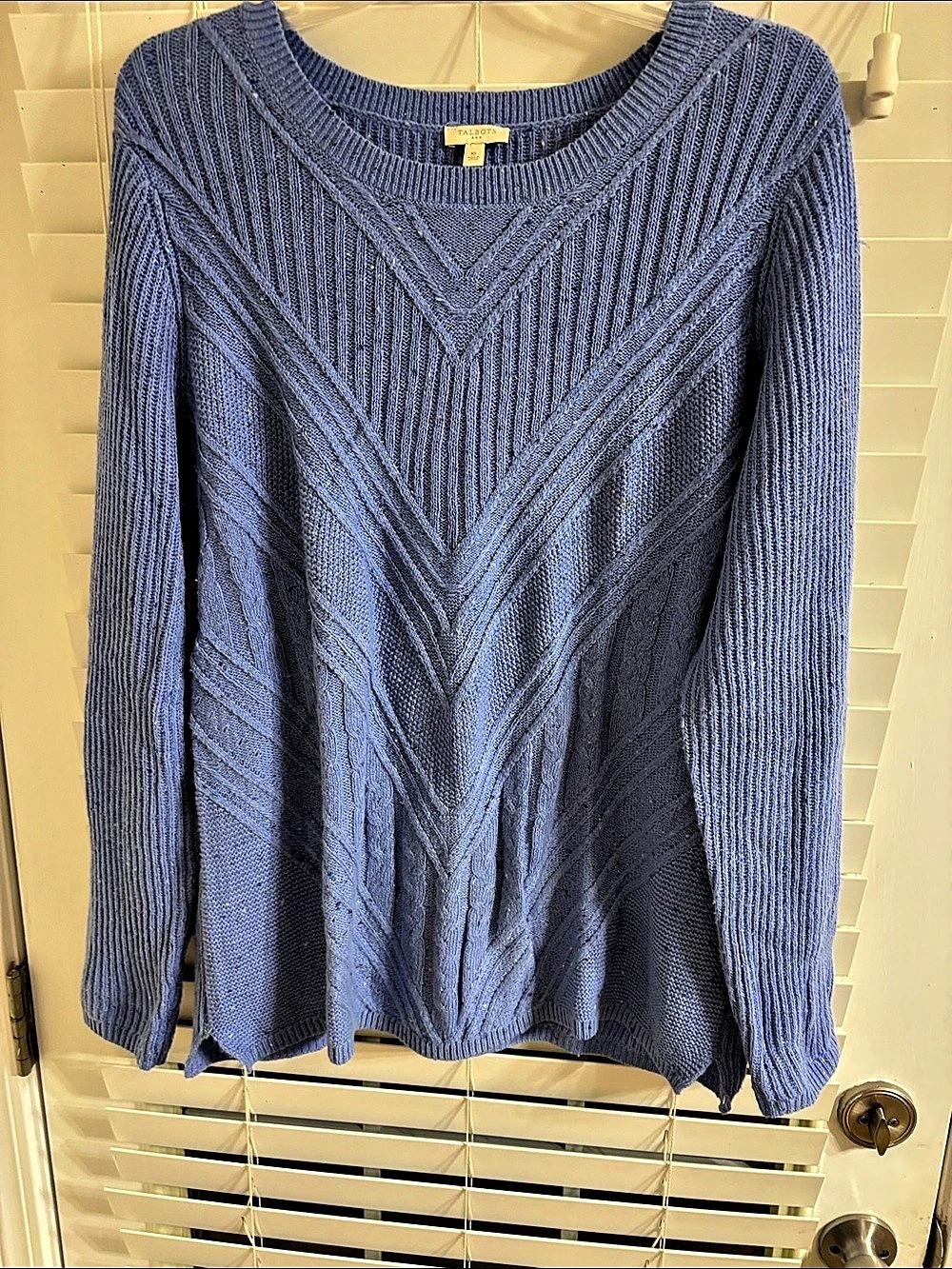 Talbots Textured Knit Crewneck Sweater in Blue Size X-Large